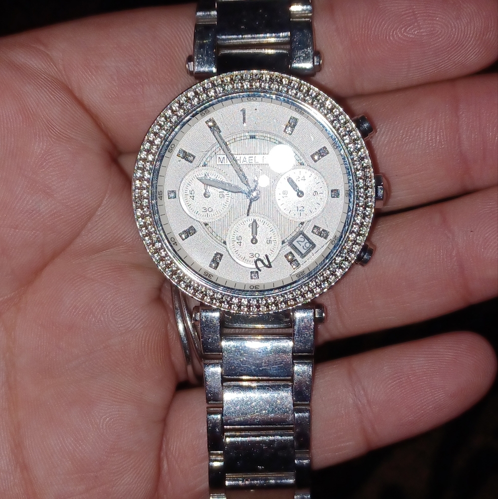 Michael Kors Parker Stainless Steel Watch With Glitz Accents
